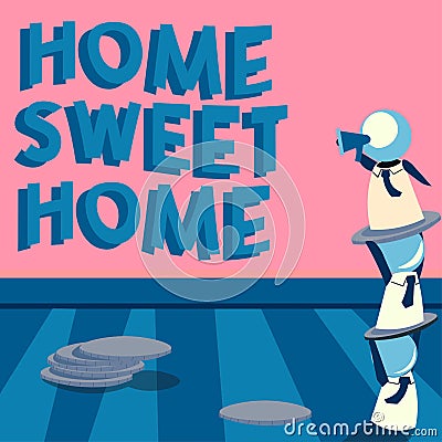 Conceptual caption Home Sweet Home. Business idea Welcome back pleasurable warm, relief, and happy greetings Stock Photo