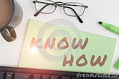 Inspiration showing sign Know How. Internet Concept The process to learn of doing things you will do for the first time Stock Photo