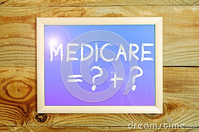 Inspiration showing sign Medicare . Business showcase a policy of the federal government providing health care coverage Stock Photo