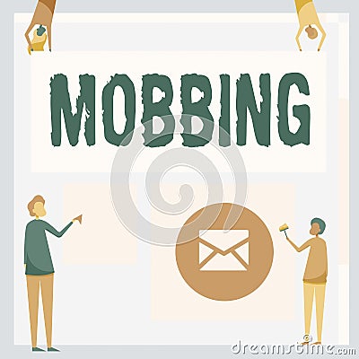 Inspiration showing sign Mobbing. Word for Bulling of individual specially at work Emotional abuse Stress Four Stock Photo