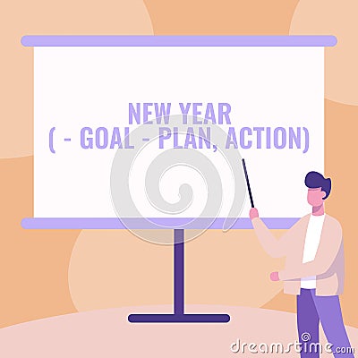 Inspiration showing sign New Year Goal Plan, Action. Business idea Business solution and planning with motivation Stock Photo