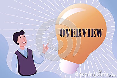 Inspiration showing sign Overview. Business overview the general review or summary of subject project movie book Stock Photo