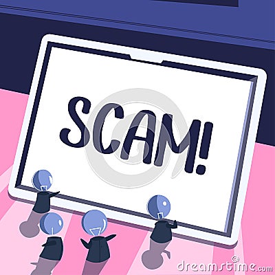 Text sign showing Scam. Business overview dishonest scheme Fraud Stealing someone money or Informations Stock Photo