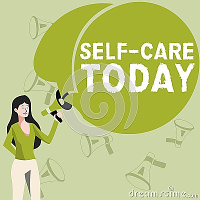 Text sign showing Self Care Today. Business concept the practice of taking action to improve one& x27;s own health Stock Photo