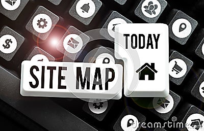 Inspiration showing sign Site Map. Internet Concept designed to help both users and search engines navigate the site Stock Photo