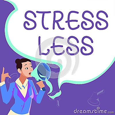 Inspiration showing sign Stress Less. Business overview Stay away from problems Go out Unwind Meditate Indulge Oneself Stock Photo