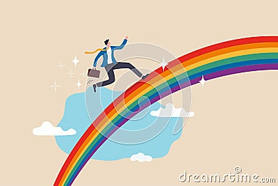 Inspiration to be success, imagination and creativity to build hope and bright future, positive thinking to find opportunity, Vector Illustration