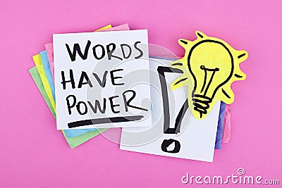 Inspirational business note words have power Stock Photo