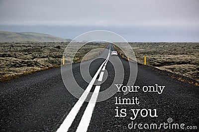 Inspirational motivation quote endless road Stock Photo