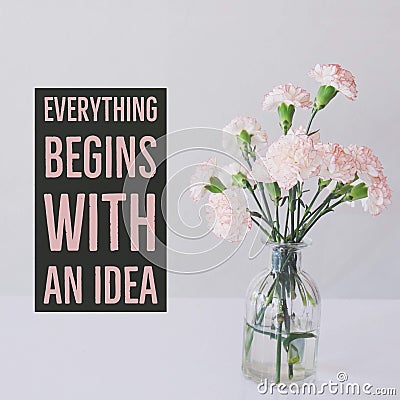 Inspirational motivational quote `Everything begins with an idea.` Stock Photo
