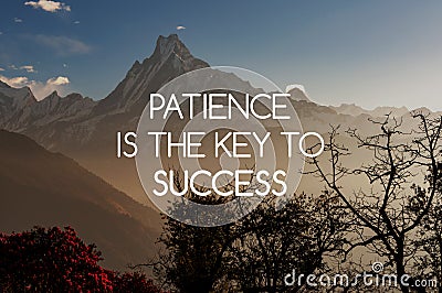 Motivational quotes - Patience is the key to success Stock Photo