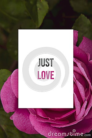 Inspirational poster Just love floral background Stock Photo