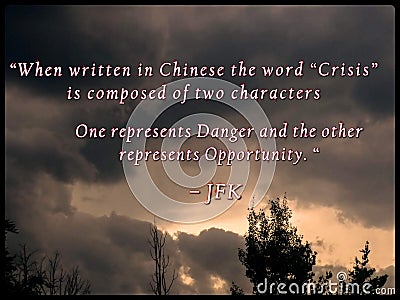 When written in Chinese the word `Crisis` Stock Photo
