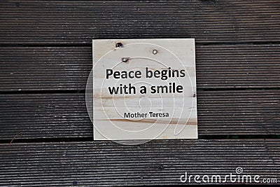 Inspirational quote from Mother Teresa Stock Photo