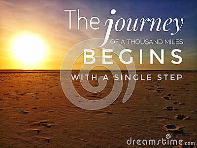 The journey of a thousand miles begins with a single step design to encourage and sustainable lifestyle. Stock Photo