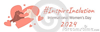 Inspire inclusion International Women's Day banner Vector Illustration