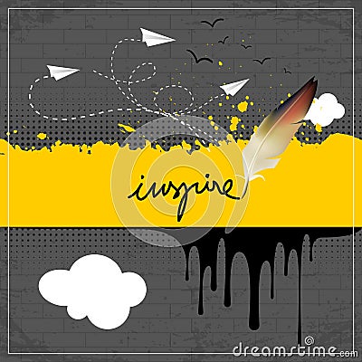 Inspire, paint spill Vector Illustration