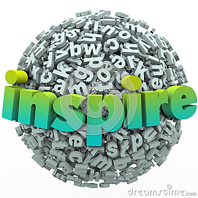 Inspire Word 3D Letter Sphere Ball Motivational Education Stock Photo