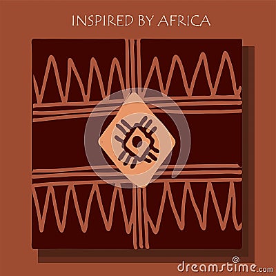 INSPIRED BY AFRICA. African background, flyer with tribal traditional pattern Vector Illustration