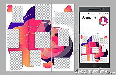 Inspired by instagram vector social media collage template design Vector Illustration