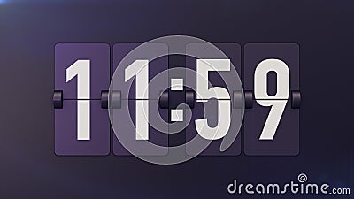 Retro Time Flipclock Shows 11: 59 Stock Photo