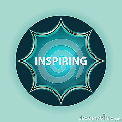 Inspiring magical glassy sunburst blue button sky blue background Stock Photo