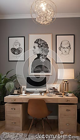 An Inspiring office interior design with Eclectic style Collab. Cartoon Illustration
