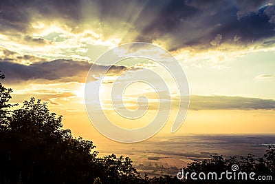 Inspiring sunset landscape, mountain view point Stock Photo