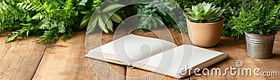 Inspiring Workspace Top-Down View of an Open Notebook displaying New Mindset, New Results', a powerful phrase symbolizing Stock Photo