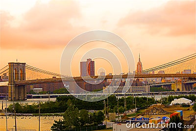 Insta photo of the Booklyn Bridge in New York Stock Photo