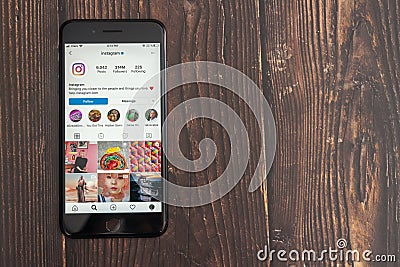 Instagram Application or App on Screen of Mobile Phone, smatphone Editorial Stock Photo