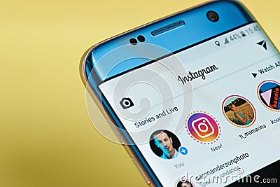 Instagram application menu Editorial Stock Photo