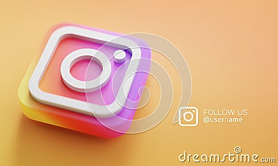 Instagram 3D Rendering Close up. Account Promotion Template Editorial Stock Photo