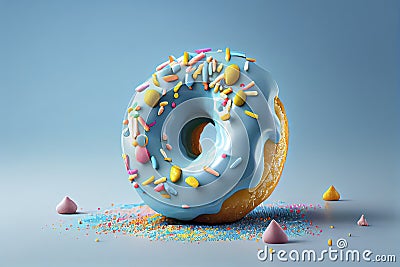 Instagram food ad, gluten free donut with blue frosting Stock Photo