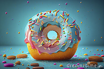 Instagram food ad, gluten free donut with blue frosting Stock Photo