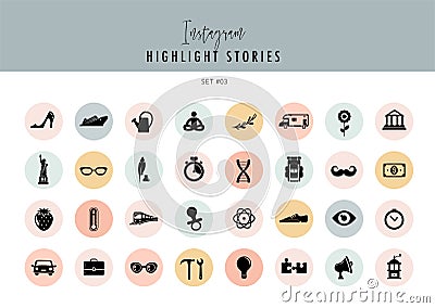 Instagram Highlights Stories Covers Icons collection. Fully editable, scalable vector file Vector Illustration