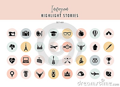 Instagram Highlights Stories Covers Icons collection. Fully editable, scalable vector file Vector Illustration