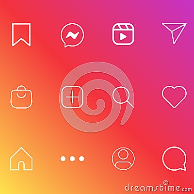 Instagram icon and UI on gradient background Vector Illustration