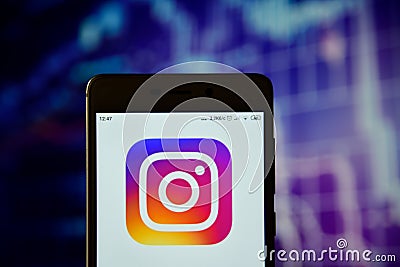 Instagram logo Instagram logo seen on smartphone Editorial Stock Photo