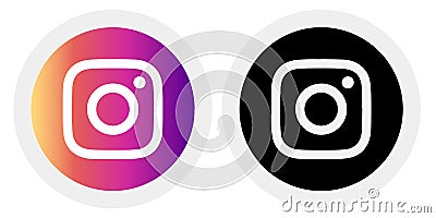 Instagram logo with vector Ai file rounded Black & White Editorial Stock Photo