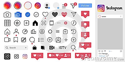 Instagram. Mobile ui social speech bubbles. Stories user button, symbol, sign logo. Editorial vector. Vinnitsa, Ukraine - Vector Illustration