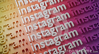 Instagram Multiple Typography on Colorful Wall 3D Rendering Editorial Stock Photo