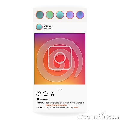 Instagram. Photo frame vector for application. Social Media concept and interface Vector Illustration