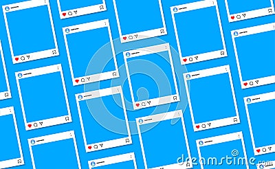 Instagram post feed frame mockup template, instagram carousel photos notification icons, instagram feed web post, user interface Vector Illustration