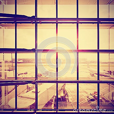 Instagram stylized picture of an airport. Stock Photo