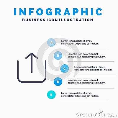 Instagram, Up, Upload Line icon with 5 steps presentation infographics Background Vector Illustration