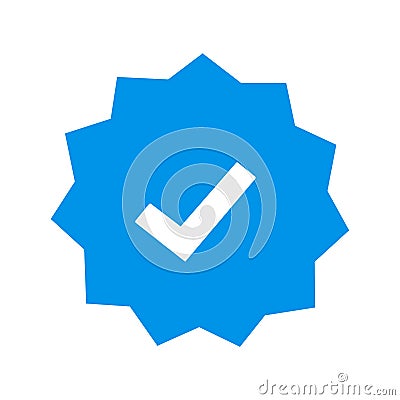 Instagram verified profile badge. Blue verified instagram account icon. Social media account verification icon. Blue check mark Vector Illustration
