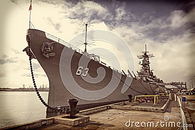 Instagram version of USS Missouri Battleship at Pearl Harbor in Hawaii Stock Photo