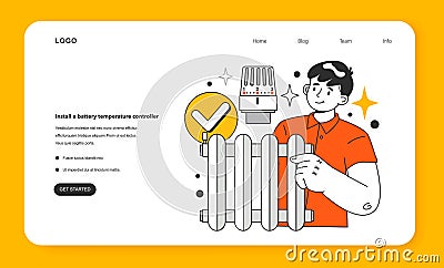 Install a battery temperature controller for energy efficiency at home Vector Illustration