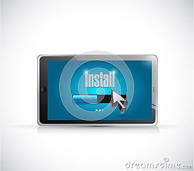 install on computer tablet illustration design Cartoon Illustration